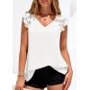 image:imagePRETTYGARDEN Womens Blouses Dressy Casual 2026 Summer V Neck Ruffle Cap Sleeve Business Work Tops Spring Teacher ShirtsWhite