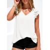 image:imagePRETTYGARDEN Womens Blouses Dressy Casual 2026 Summer V Neck Ruffle Cap Sleeve Business Work Tops Spring Teacher ShirtsWhite