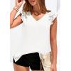 image:imagePRETTYGARDEN Womens Blouses Dressy Casual 2026 Summer V Neck Ruffle Cap Sleeve Business Work Tops Spring Teacher ShirtsWhite