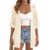 image:imagePRETTYGARDEN Womens Lightweight Summer Cardigans 2026 Short Sleeve Knit Crochet Coverups Spring Boho Beach Vacation ClothesBeige