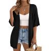 image:imagePRETTYGARDEN Womens Lightweight Summer Cardigans 2026 Short Sleeve Knit Crochet Coverups Spring Boho Beach Vacation ClothesBlack