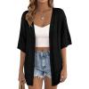 image:imagePRETTYGARDEN Womens Lightweight Summer Cardigans 2026 Short Sleeve Knit Crochet Coverups Spring Boho Beach Vacation ClothesBlack