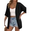 image:imagePRETTYGARDEN Womens Lightweight Summer Cardigans 2026 Short Sleeve Knit Crochet Coverups Spring Boho Beach Vacation ClothesBlack