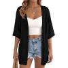 image:imagePRETTYGARDEN Womens Lightweight Summer Cardigans 2026 Short Sleeve Knit Crochet Coverups Spring Boho Beach Vacation ClothesBlack