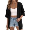 image:imagePRETTYGARDEN Womens Lightweight Summer Cardigans 2026 Short Sleeve Knit Crochet Coverups Spring Boho Beach Vacation ClothesBlack