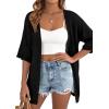 image:imagePRETTYGARDEN Womens Lightweight Summer Cardigans 2026 Short Sleeve Knit Crochet Coverups Spring Boho Beach Vacation ClothesBlack