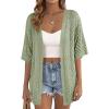 image:imagePRETTYGARDEN Womens Lightweight Summer Cardigans 2026 Short Sleeve Knit Crochet Coverups Spring Boho Beach Vacation ClothesGreen