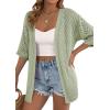 image:imagePRETTYGARDEN Womens Lightweight Summer Cardigans 2026 Short Sleeve Knit Crochet Coverups Spring Boho Beach Vacation ClothesGreen