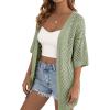 image:imagePRETTYGARDEN Womens Lightweight Summer Cardigans 2026 Short Sleeve Knit Crochet Coverups Spring Boho Beach Vacation ClothesGreen
