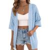 image:imagePRETTYGARDEN Womens Lightweight Summer Cardigans 2026 Short Sleeve Knit Crochet Coverups Spring Boho Beach Vacation ClothesLight Blue