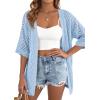 image:imagePRETTYGARDEN Womens Lightweight Summer Cardigans 2026 Short Sleeve Knit Crochet Coverups Spring Boho Beach Vacation ClothesLight Blue