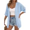 image:imagePRETTYGARDEN Womens Lightweight Summer Cardigans 2026 Short Sleeve Knit Crochet Coverups Spring Boho Beach Vacation ClothesLight Blue