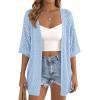 image:imagePRETTYGARDEN Womens Lightweight Summer Cardigans 2026 Short Sleeve Knit Crochet Coverups Spring Boho Beach Vacation ClothesLight Blue