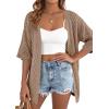image:imagePRETTYGARDEN Womens Lightweight Summer Cardigans 2026 Short Sleeve Knit Crochet Coverups Spring Boho Beach Vacation ClothesLight Brown