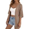 image:imagePRETTYGARDEN Womens Lightweight Summer Cardigans 2026 Short Sleeve Knit Crochet Coverups Spring Boho Beach Vacation ClothesLight Brown