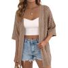 image:imagePRETTYGARDEN Womens Lightweight Summer Cardigans 2026 Short Sleeve Knit Crochet Coverups Spring Boho Beach Vacation ClothesLight Brown