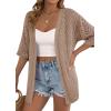 image:imagePRETTYGARDEN Womens Lightweight Summer Cardigans 2026 Short Sleeve Knit Crochet Coverups Spring Boho Beach Vacation ClothesLight Brown
