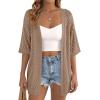 image:imagePRETTYGARDEN Womens Lightweight Summer Cardigans 2026 Short Sleeve Knit Crochet Coverups Spring Boho Beach Vacation ClothesLight Brown