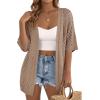 image:imagePRETTYGARDEN Womens Lightweight Summer Cardigans 2026 Short Sleeve Knit Crochet Coverups Spring Boho Beach Vacation ClothesLight Brown