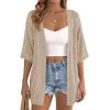 image:imagePRETTYGARDEN Womens Lightweight Summer Cardigans 2026 Short Sleeve Knit Crochet Coverups Spring Boho Beach Vacation ClothesLight Khaki
