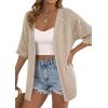 image:imagePRETTYGARDEN Womens Lightweight Summer Cardigans 2026 Short Sleeve Knit Crochet Coverups Spring Boho Beach Vacation ClothesLight Khaki