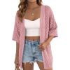 image:imagePRETTYGARDEN Womens Lightweight Summer Cardigans 2026 Short Sleeve Knit Crochet Coverups Spring Boho Beach Vacation ClothesPink