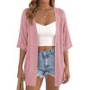 image:imagePRETTYGARDEN Womens Lightweight Summer Cardigans 2026 Short Sleeve Knit Crochet Coverups Spring Boho Beach Vacation ClothesPink