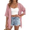 image:imagePRETTYGARDEN Womens Lightweight Summer Cardigans 2026 Short Sleeve Knit Crochet Coverups Spring Boho Beach Vacation ClothesPink