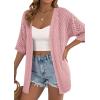 image:imagePRETTYGARDEN Womens Lightweight Summer Cardigans 2026 Short Sleeve Knit Crochet Coverups Spring Boho Beach Vacation ClothesPink
