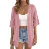 image:imagePRETTYGARDEN Womens Lightweight Summer Cardigans 2026 Short Sleeve Knit Crochet Coverups Spring Boho Beach Vacation ClothesPink
