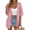 image:imagePRETTYGARDEN Womens Lightweight Summer Cardigans 2026 Short Sleeve Knit Crochet Coverups Spring Boho Beach Vacation ClothesPink