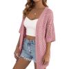 image:imagePRETTYGARDEN Womens Lightweight Summer Cardigans 2026 Short Sleeve Knit Crochet Coverups Spring Boho Beach Vacation ClothesPink