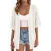 image:imagePRETTYGARDEN Womens Lightweight Summer Cardigans 2026 Short Sleeve Knit Crochet Coverups Spring Boho Beach Vacation ClothesWhite
