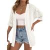 image:imagePRETTYGARDEN Womens Lightweight Summer Cardigans 2026 Short Sleeve Knit Crochet Coverups Spring Boho Beach Vacation ClothesWhite