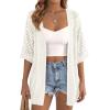 image:imagePRETTYGARDEN Womens Lightweight Summer Cardigans 2026 Short Sleeve Knit Crochet Coverups Spring Boho Beach Vacation ClothesWhite