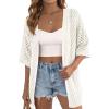image:imagePRETTYGARDEN Womens Lightweight Summer Cardigans 2026 Short Sleeve Knit Crochet Coverups Spring Boho Beach Vacation ClothesWhite