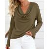 image:imagePRETTYGARDEN Womens Spring Tops 2026 Dressy Cowl Neck Long Sleeve Shirts Loose Business Casual Blouses Teacher Tunic TopArmy Green
