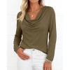 image:imagePRETTYGARDEN Womens Spring Tops 2026 Dressy Cowl Neck Long Sleeve Shirts Loose Business Casual Blouses Teacher Tunic TopArmy Green