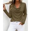 image:imagePRETTYGARDEN Womens Spring Tops 2026 Dressy Cowl Neck Long Sleeve Shirts Loose Business Casual Blouses Teacher Tunic TopArmy Green
