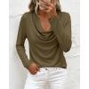 image:imagePRETTYGARDEN Womens Spring Tops 2026 Dressy Cowl Neck Long Sleeve Shirts Loose Business Casual Blouses Teacher Tunic TopArmy Green