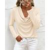 image:imagePRETTYGARDEN Womens Spring Tops 2026 Dressy Cowl Neck Long Sleeve Shirts Loose Business Casual Blouses Teacher Tunic TopBeige