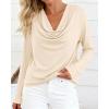 image:imagePRETTYGARDEN Womens Spring Tops 2026 Dressy Cowl Neck Long Sleeve Shirts Loose Business Casual Blouses Teacher Tunic TopBeige