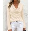 image:imagePRETTYGARDEN Womens Spring Tops 2026 Dressy Cowl Neck Long Sleeve Shirts Loose Business Casual Blouses Teacher Tunic TopBeige