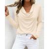 image:imagePRETTYGARDEN Womens Spring Tops 2026 Dressy Cowl Neck Long Sleeve Shirts Loose Business Casual Blouses Teacher Tunic TopBeige