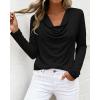 image:imagePRETTYGARDEN Womens Spring Tops 2026 Dressy Cowl Neck Long Sleeve Shirts Loose Business Casual Blouses Teacher Tunic TopBlack