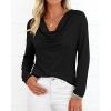 image:imagePRETTYGARDEN Womens Spring Tops 2026 Dressy Cowl Neck Long Sleeve Shirts Loose Business Casual Blouses Teacher Tunic TopBlack