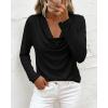 image:imagePRETTYGARDEN Womens Spring Tops 2026 Dressy Cowl Neck Long Sleeve Shirts Loose Business Casual Blouses Teacher Tunic TopBlack