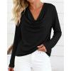 image:imagePRETTYGARDEN Womens Spring Tops 2026 Dressy Cowl Neck Long Sleeve Shirts Loose Business Casual Blouses Teacher Tunic TopBlack