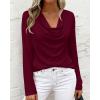 image:imagePRETTYGARDEN Womens Spring Tops 2026 Dressy Cowl Neck Long Sleeve Shirts Loose Business Casual Blouses Teacher Tunic TopBurgundy