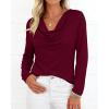 image:imagePRETTYGARDEN Womens Spring Tops 2026 Dressy Cowl Neck Long Sleeve Shirts Loose Business Casual Blouses Teacher Tunic TopBurgundy